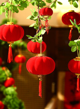 【大红植绒】2026新年小灯笼挂饰