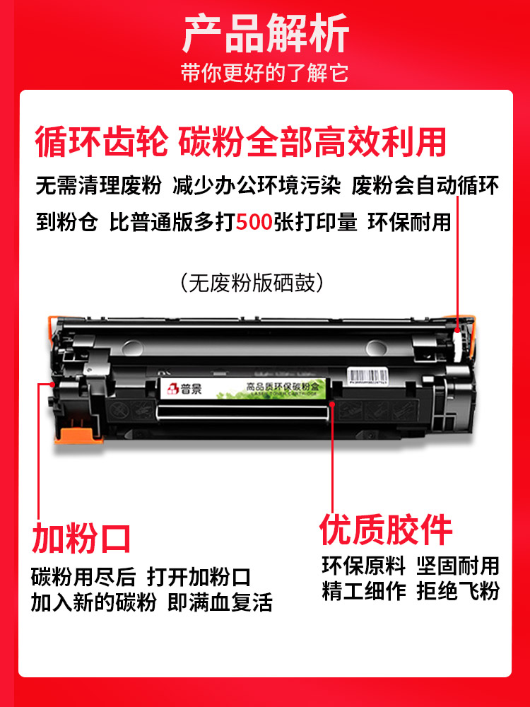 适用HP LaserJet P1008惠普1108硒鼓CC366A粉盒cc388a晒鼓HP88a墨粉盒hp1008复印一体机打印机专用碳粉盒-图1