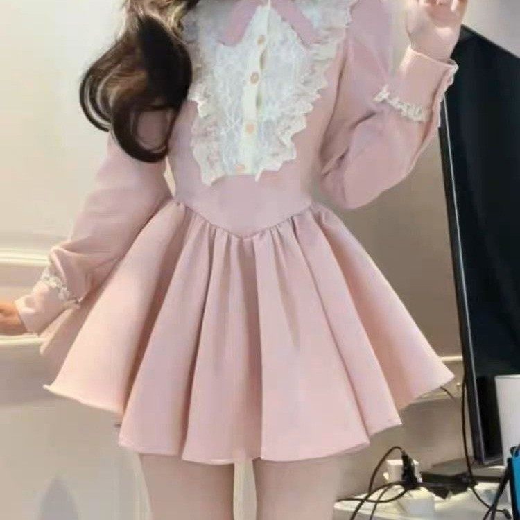 韩版富家千金甜酷小香风连衣裙女秋季新款高腰显瘦蓬蓬花苞短裙子,淘宝优惠券,粉丝福利购,淘宝优惠卷