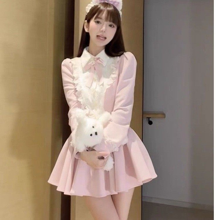 韩版富家千金甜酷小香风连衣裙女秋季新款高腰显瘦蓬蓬花苞短裙子,淘宝优惠券,粉丝福利购,淘宝优惠卷