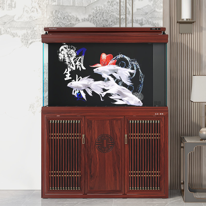 25新款森森中式超白鱼缸客厅大型玻璃生态五代底过滤龙鱼缸水族箱,淘宝优惠券,粉丝福利购,淘宝优惠卷