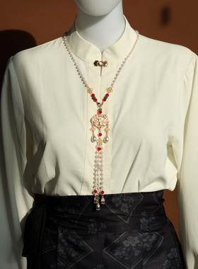 璎珞背云长款项链百搭明制古风旗袍汉服配饰平安锁流苏马面裙吊坠