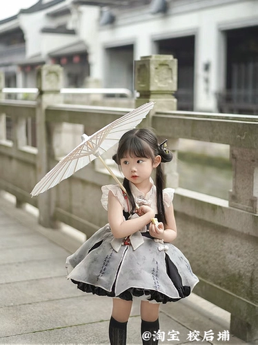 Ханьфу, кисть для письма, дизайнерское платье, летний наряд маленькой принцессы для детского сада, стиль Лолита, китайский стиль, тренд сезона