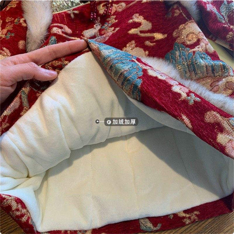 女童拜年服2024新款冬季装唐装周岁礼服小童女宝宝过年旗袍汉服裙,淘宝优惠券,粉丝福利购,淘宝优惠卷