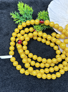 天然原矿新蜜鸡油黄飘花蜜8mm多圈108手串时尚百搭款