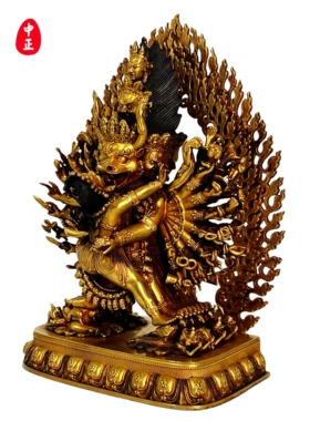双身大威德金刚鎏金中正造像摆件