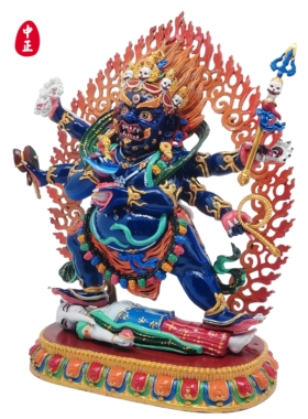 六臂玛哈嘎拉24公分红铜摆件中正