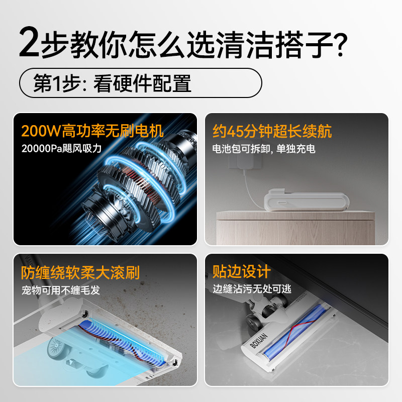 博轩无线吸尘器家用大吸力小型手持吸拖地一体大功率除螨猫毛地毯,淘宝优惠券,粉丝福利购,淘宝优惠卷