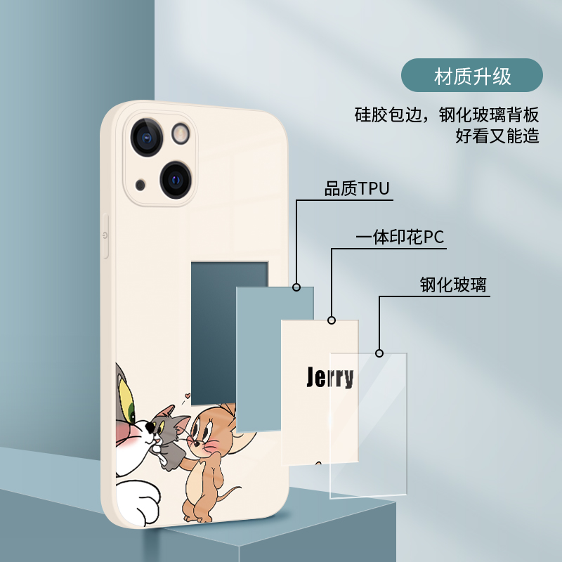 猫和老鼠手机壳苹果13promax情侣iphone12卡通可爱11动漫xs新款杰瑞x汤姆xr液态玻璃se3适用8plus男女款7一对