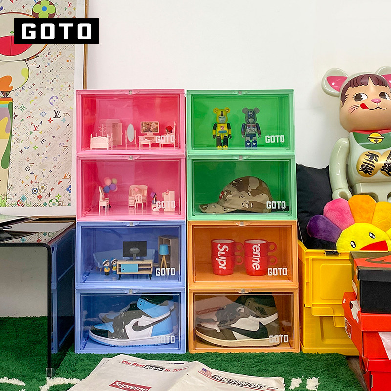goto透明鞋盒马卡龙防尘收纳盒鞋柜 GOTO鞋盒