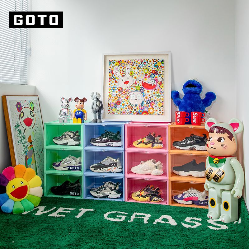 goto透明鞋盒马卡龙防尘收纳盒鞋柜 GOTO鞋盒
