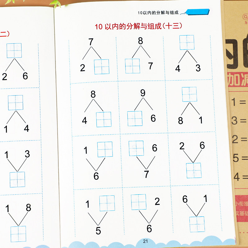幼小衔接每日一练口算天天练10以内加减法20以内加减法天天练分解与组成幼小衔接一日一练数学学前描红本10以内的分解与组成挂图