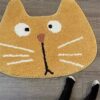 Cute cartoon water-absorbent plush floor mat with big-faced cat