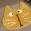 Cute cartoon water-absorbent plush floor mat with big-faced cat