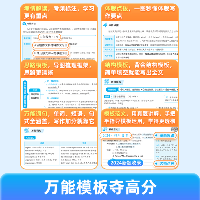 【作业帮旗舰店】2025新版初中英语万能公式法作文模板写作素材满分作文写作技法初一初二初三七八九年级名校优秀作文视频讲解