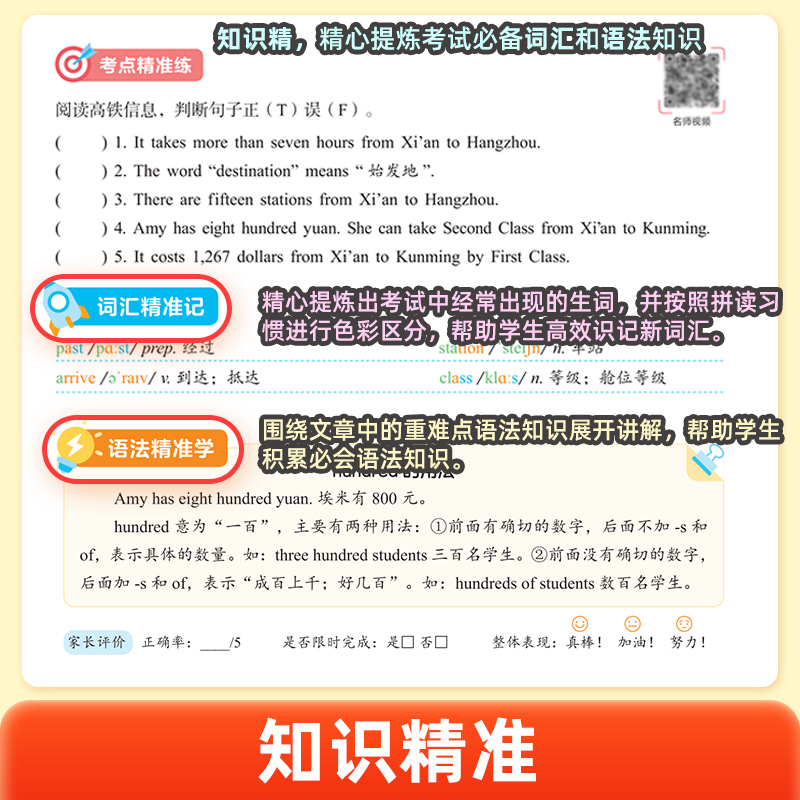 【作业帮旗舰店】小学英语阅读精准练100篇一二三四五六年级全国通用人教版专项训练小学英语阅读训练一百篇小升初时文新黑马一本