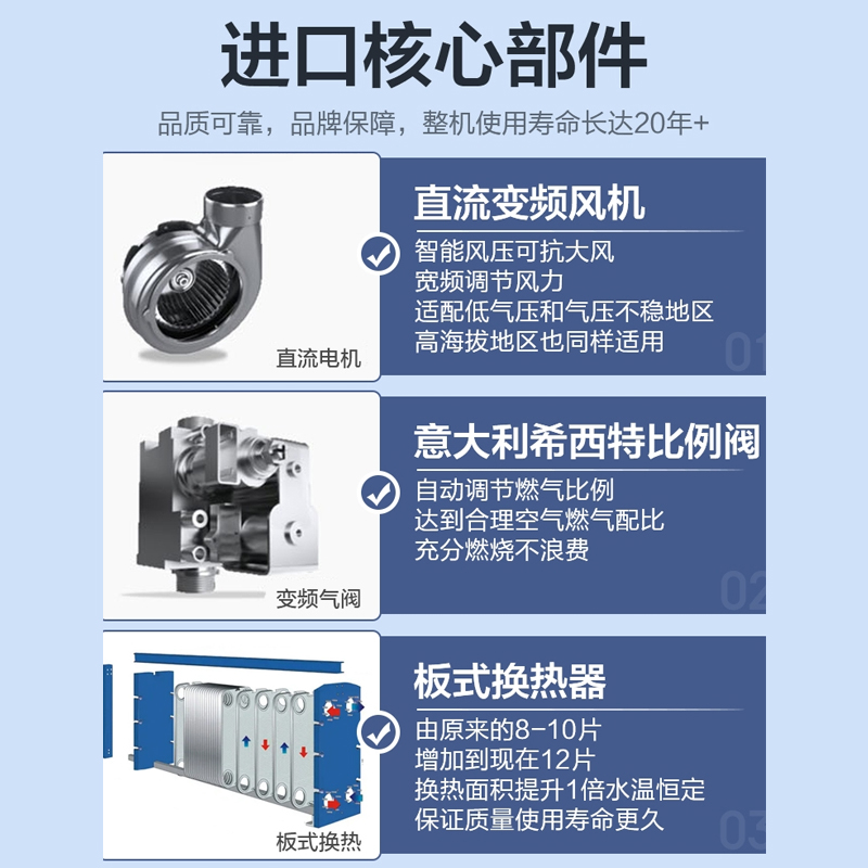 海尔冷凝燃气壁挂炉家用采暖天然气一级能效锅炉热水器20/26/35KW-图1