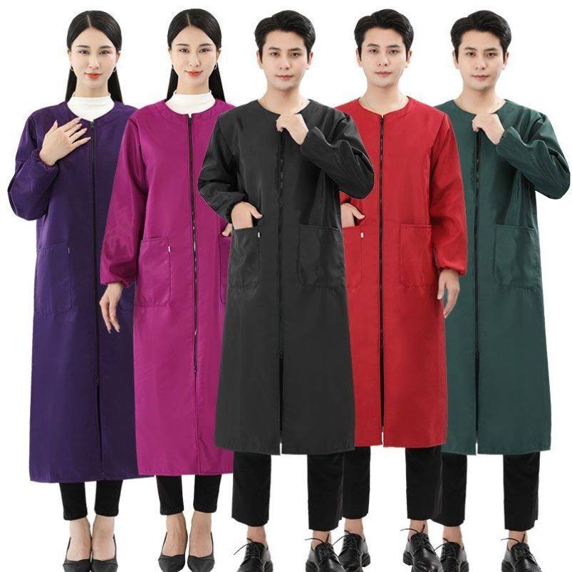 无帽干活工作服特长大褂纯色防水防油罩衣女工装薄外套厨房围裙潮,淘宝优惠券,粉丝福利购,淘宝优惠卷