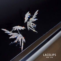 High End Luxurious Quality Zircons Wings Earrings Mesh Red Exaggerated Irregular Crystal Elf s925 Silver Needle Ear Accessories