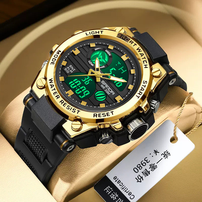 当兵入伍男士多功能户外防水电子表 三达表递国产腕表