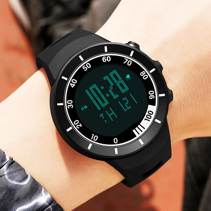 户外男款初中简约大数字潮流电子表 三达表递国产腕表