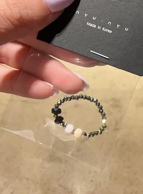 0825韩国东大门代购戒指nyunyu甜酷黑色戒指手工黑白银复古韩版