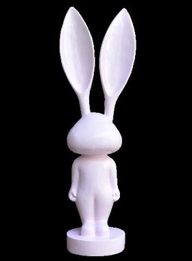 卡通动物大长耳朵兔子雕塑网红奶茶店餐厅玻璃钢摆件商场橱窗美陈