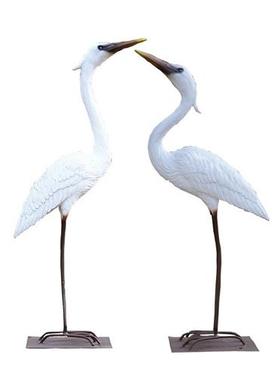 户外仿真白鹭摆件玻璃钢园林水景雕塑玻璃钢庭院假山草地鸟类装饰