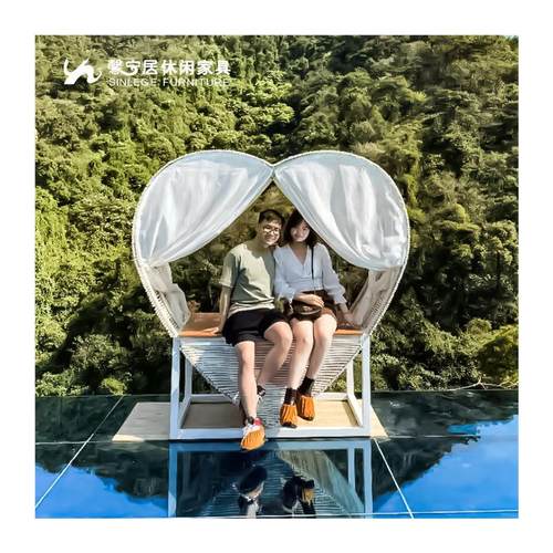 爱心躺床天空之城花园城堡户外打卡落地款景观椅网红鸟巢椅 - 图3