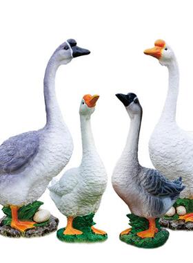 大灰白鹅摆件花园庭院子装饰玻璃钢树脂模型雕塑假狮头鹅仿真店铺