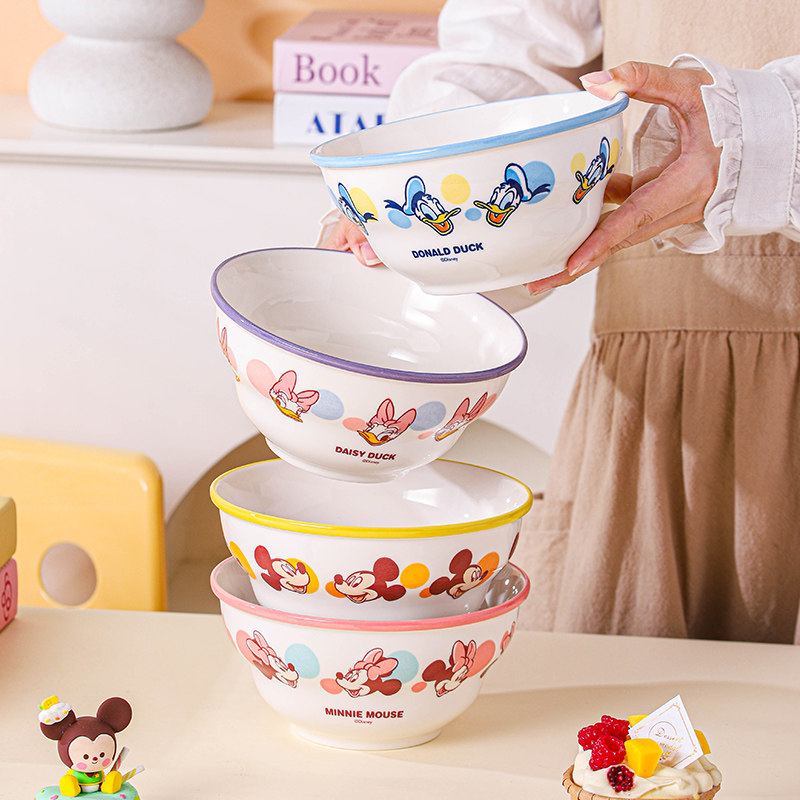 迪士尼陶瓷碗卡通面碗2025新款可爱泡面碗可爱高颜值餐具儿童碗,淘宝优惠券,粉丝福利购,淘宝优惠卷