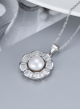 日系coss koko时尚s925银珍珠吊坠女镶钻项链锁骨链diy配件