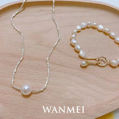 日系coss koko碎银子珍珠项链925银轻奢小众高级感锁骨链520送 - 图2