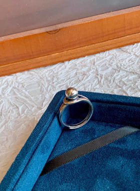 日系coss kokos925银有球必应戒指女个性简约时尚百搭精致圆珠