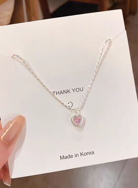 日系coss kokos925银粉色爱心项链女夏小众设计高级感锁骨链轻奢