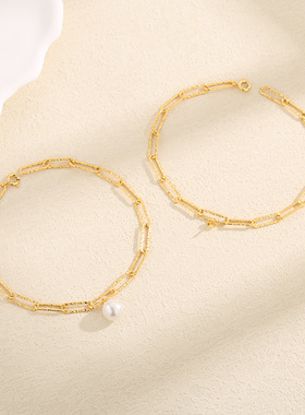 日系coss kokoins小众设计感s925银镀18k金拼接珍珠手链复古手饰