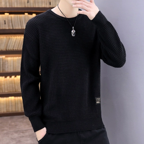 Мужской трикотажный демисезонный тонкий универсальный трендовый утепленный свитер, в корейском стиле