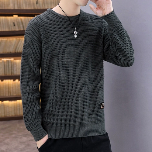 Мужской трикотажный демисезонный тонкий универсальный трендовый утепленный свитер, в корейском стиле