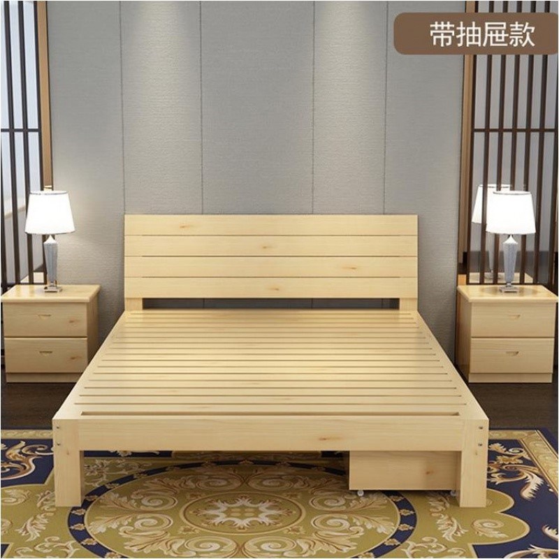 新款jin实木床板床松木架子床单双人床三尺四尺半五尺六尺松木 - 图1