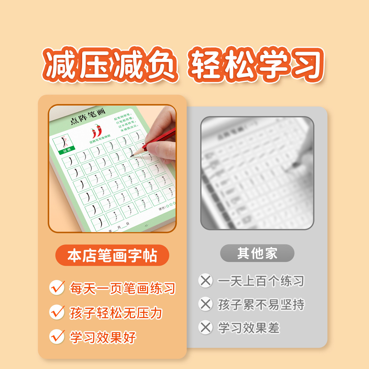 笔画笔顺练字帖点阵控笔训练字帖幼小衔接描红本幼儿园硬笔书法练字本入门趣味偏旁部首小学生初学者专用儿童一年级每日一练练习贴