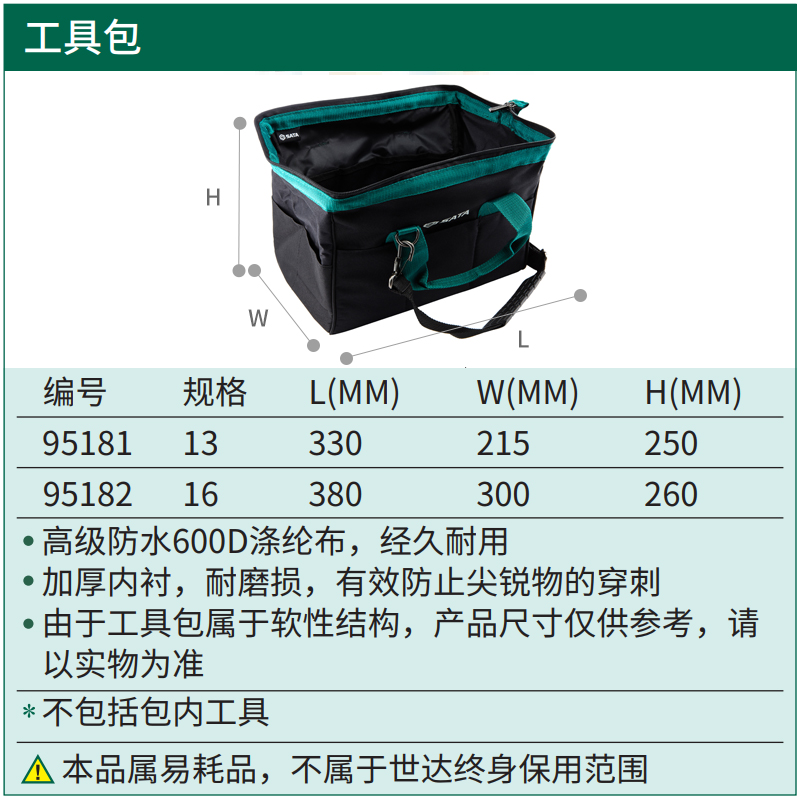 世达工具包帆布大号多功能维修单肩加厚电工家用14寸工具袋95181 - 图1