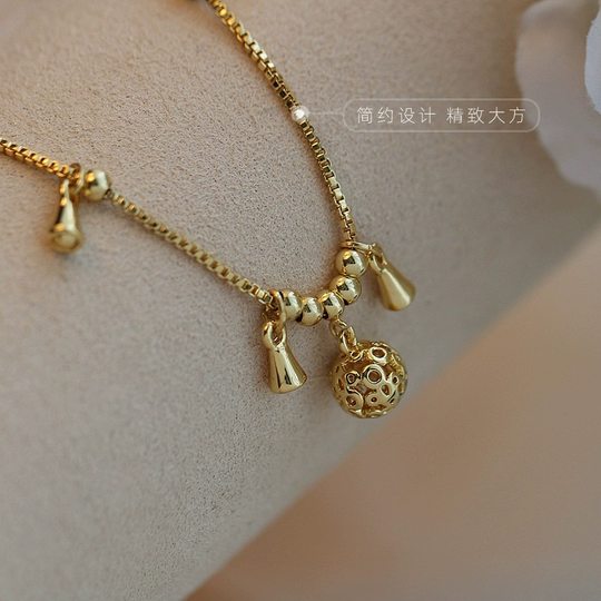 小众设计感铃铛脚链轻奢高级感钛钢足链性感灵动水滴个性冷淡风夏