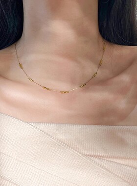 简约气质金色小方块锁骨链
