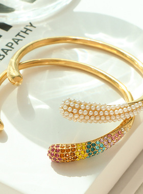 Timothee小众设计欧美ins风格时尚单品钛钢18k镀金质感手镯女首饰