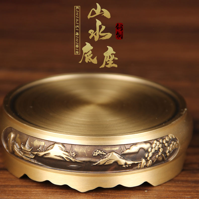 铜底座摆件 山水铜底座 文昌塔葫芦香炉铜底座 摆件底座 - 图1