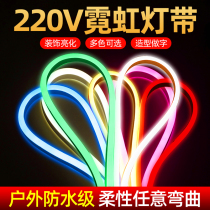 Led neon light with 220v outdoor waterproof flexible silicone ultra bright advertising sign styling as a luminous light strip