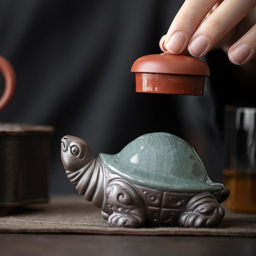 创意陶瓷紫砂乌龟茶漏家用茶叶过滤器全瓷茶滤茶宠摆件茶具茶配件 - 图2