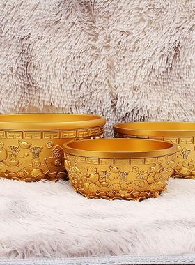 拂尘老师推荐纯铜五福聚宝盆九运摆件实心加厚腾飞黄铜招财进宝盆