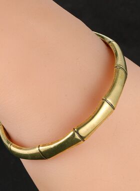 竹节手镯女款越南沙纯铜金色仿真开口手环年轻款高级感手饰