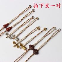 Tibetan silver dripping oil inlaid Tang Sancai 108 bracelet counting side hanging tassel accessories DIY diamond star and moon jewelry accessories